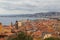 High angle shot of architecture in Nice, France at daytime with the ocean in the background