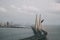 High angle shot of Bandra Worli sealink in Mumbai enveloped with fog