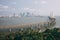 High angle shot of Bandra Worli sealink in Mumbai enveloped with fog