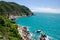 High angle shot of the blue sea from the Abel Tasman Track, New Zealand