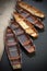 High angle shot of boats designed to look wooden standing at their port