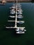 High-angle shot of boats parked at a dock during the daytime