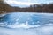 High angle shot of a frozen lake in the park Maksimir in Zagreb, Croatia