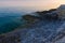 High angle shot of the Kamenjak coast in Istria, Croatia during the sunset