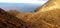 High-angle shot of La Gomera sandy beach with the sea view and sky in the background