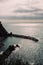 high-angle shot of Manarola coastline, stones in the sea