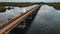 High angle shot of the Moerputten Bridge over the lake