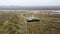 High angle shot of an old boat in a river in Blakeney, Norfolk, UK