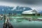 High angle shot of the Queen Charlotte Sound, Bella Coola, in Canada under the cloudy sky