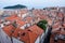 High angle shot of the red roofs of the buildings in Dubrovnik, Croatia