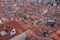 High angle shot of the red roofs of the buildings in Dubrovnik, Croatia