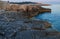 High angle shot of rocks in the Kamenjak coast in Istria, Croatia