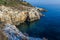 High angle shot of rocks in the Kamenjak coast in Istria, Croatia