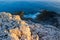 High angle shot of rocks in the Kamenjak coast in Istria, Croatia