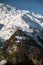 High angle shot of the snowy Wintersport village, Sainte-Foy-Tarentaise in the Alps in France