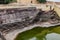 High angle shot of a stepwell made for storage of water during old times -Rain Water Harvesting concept