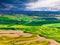 High angle shot of a treeless agricultural area of Palouse in southeastern Washington