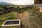 High angle shot of two donkeys at the open-air museum at Mangiapane cave in Sicily, Custonaci