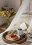 high angle tea waffle plate. High quality photo