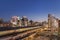 High angle of Ueno Park Street overlooked by the Yamanote Line railways