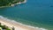 High angle view of beautiful beach shoreline with soft wave