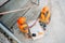 high angle view of builders shaking hands