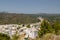 High angle view from the castle at the village Asklipio on Rhodes island