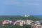 High angle view of the Cimei Lighthouse with some residence