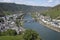 High angle view of the city of Cochem in the Mosel region of Germany