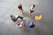 High angle view of colleagues planning while sitting during meeting at office