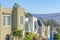 High angle view of complex houses with flat roof structures in San Francisco, California