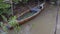 High Angle View of damaged and sunken fishing boat In River