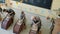 High angle view of diverse group of people adults and child busy with pottery in workshop