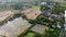 High angle view of field farm during prepare the soil before sowing rice.