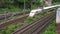 High Angle view of Intercity Express train in Berlin. ICE Train slowly passing