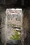 High angle view on medieval buildings in Ghent, view through the window of a medieval castle