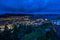 High angle view of a night cityscape of Bergen viewed from Mount Floyen, Norway