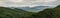 High-angle view over Blueridge parkway and mountains cloudy sky at sunset background, SC, USA
