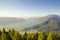 High angle view over the City of Ascona and Alpine Lake Maggiore in Ticino, Switzerland
