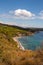 High angle view over Norsi Beach, dark sand beach situated in the gulf of stella, Elba island, Italy