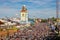 high angle view on the overcrowded oktoberfest in munich