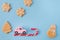 High angle view photo of x-mas greeting postcard small retro pink car driving home on candy stick newyear night decor