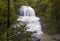 High angle view of Pierson Falls in the lush forest near Saluda, North Carolina