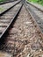 High angle view of railroad tracks which crosses