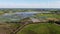 High angle view of a reservoir in the countryside, Khlong Chiang Song