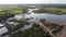 High angle view of a reservoir in the countryside, Khlong Chiang Song, Kosum Phisai District, Maha Sarakham Province.