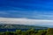 High angle view of sea scenery, island and mountain in croatia