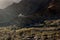 High angle view of Shanti stupa and Leh city.