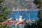 High-angle view of Skikda Port, shipping containers, oil tanker ship.