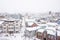 High angle view of snow capped Otaru city and cityscape